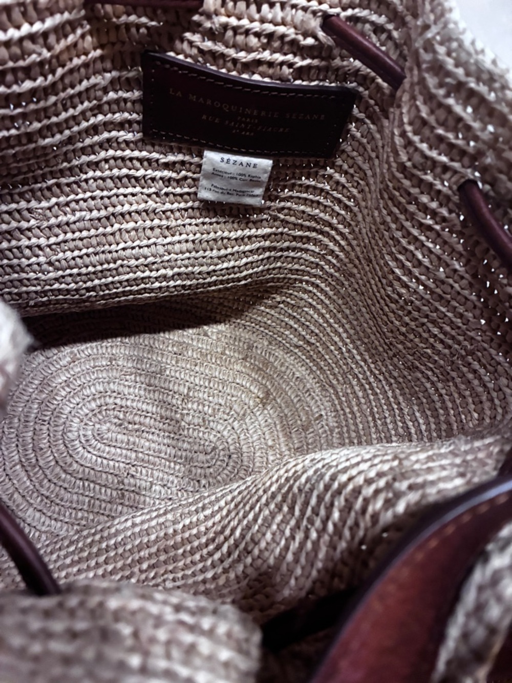 Sezane Farrow Bag Natural Raffia Bucket Bag Leather Strap Paris Summer Woven - Picture 11 of 16